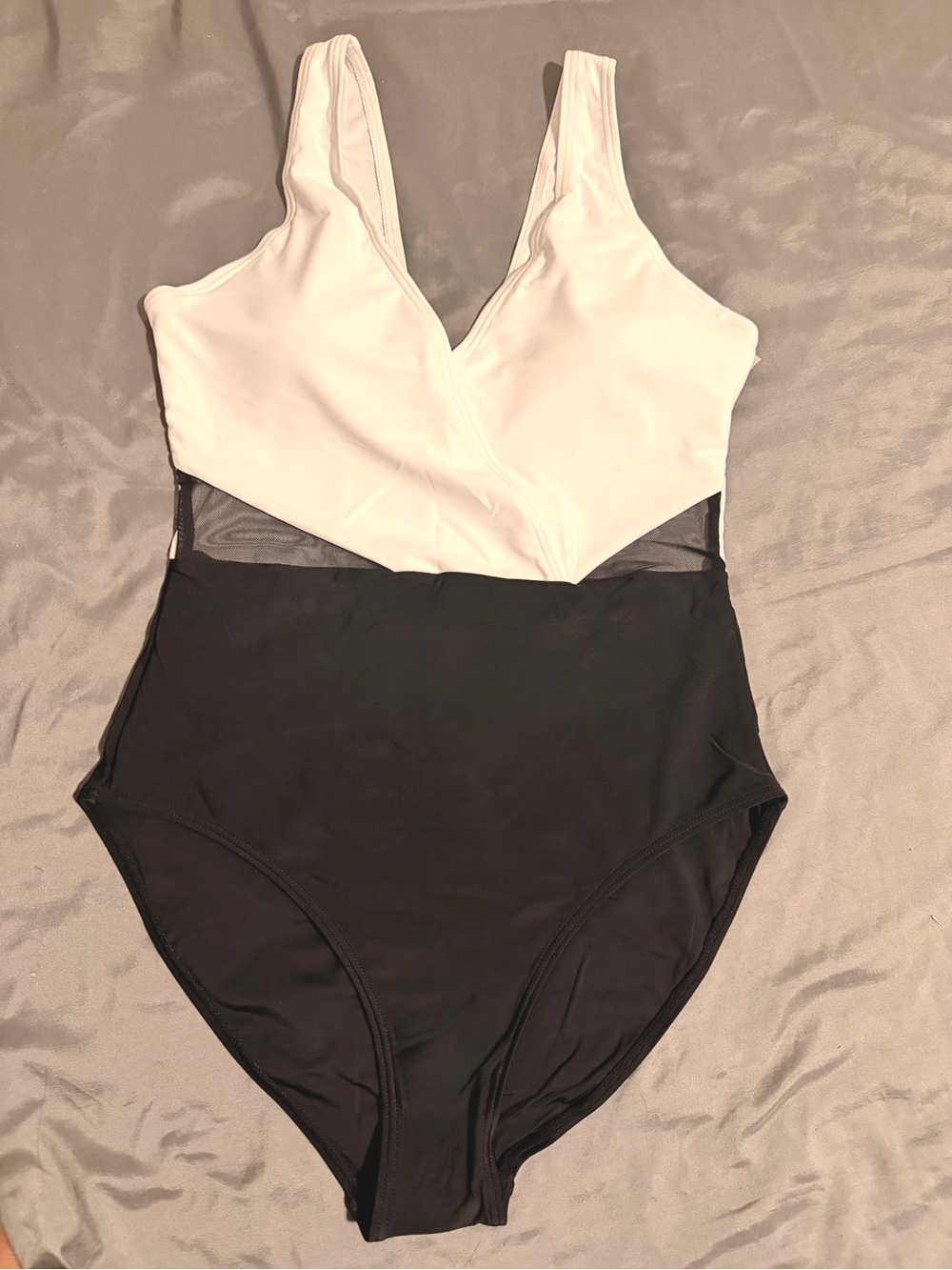 Classic Two-Tone Black and White Kids One-Piece Swimsuit